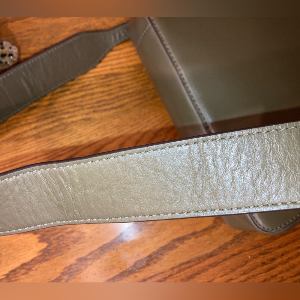 Michael Kors Gloria Leather Crossbody Messenger Bag Olive-Gray - like New - Picture 2 of 15